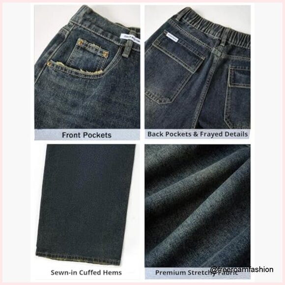 Wide Leg Boyfriend Jeans High Rise Distressed Vintage Denim Pants - Picture 6 of 7